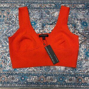 NWT Banana Republic Orange Knit Crop Cami Top 100% Cashmere M